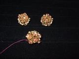 18k Ruby earrings and ring set - ring 5 1/2, earrings 3/4" dia.