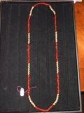 14k Gold and red stone bead necklace - 30"