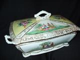antique CFH hand painted covered dish