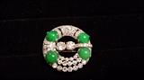 Platinum brooch w/ diamonds & jade