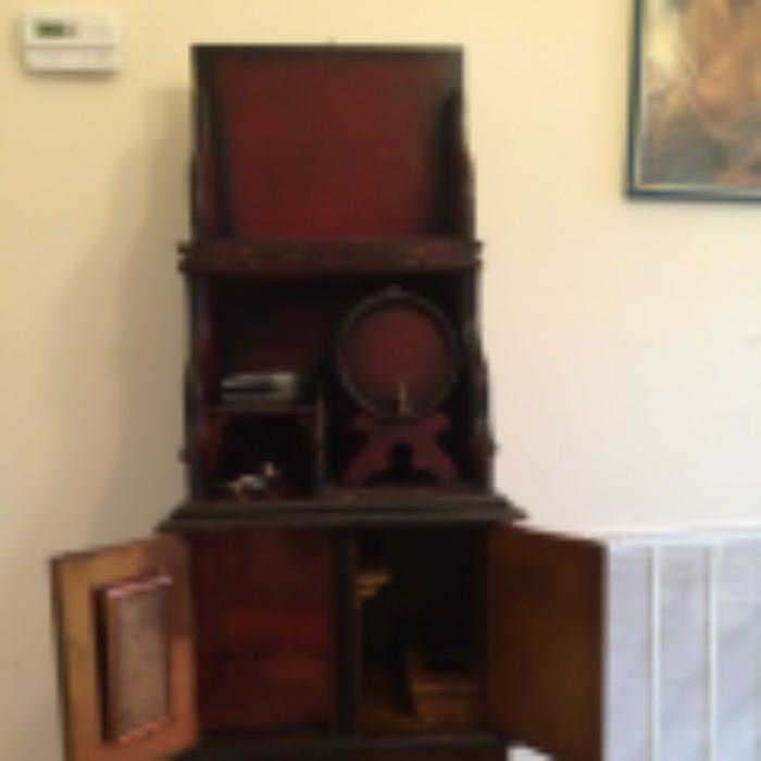 Early humidor/liquor cabinet with wood keg