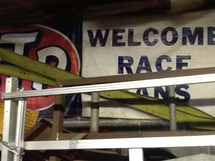 Race and garage signs