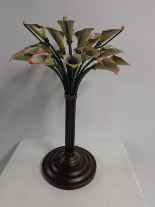 1 of a pair of unusual flower table lamps