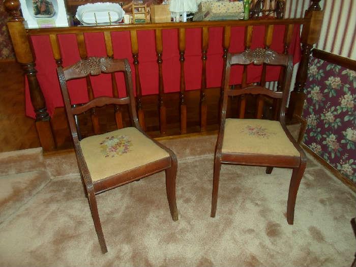 2 Needlepoint Side Chairs
