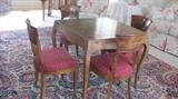 Great Game table, set of 4 Biedermeier side chairs