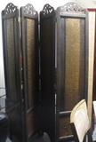 Vintage Four-Panel Wood Carved Room Divider