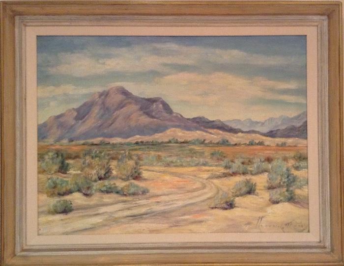 1930’s Plein Air Oil Painting of Signal Mountain between El Centro & Mexicali