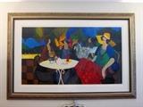 Large (60" x 40.4") Itchak Tarkay Serigraph, "Springtime Cafe."  Numbered and signed by artist.