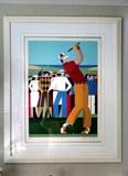 Signed and numbered Serigraph "The Golfer" by known artist, Giancarlo Impiglia.  38" x 49"