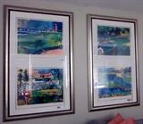 Beautifully framed Leroy Neiman "golf suite" (total of 4 serigraphs in 2 frames) ... Signed by Leroy Neiman