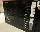 Two 5-drawer, black metal, blueprint (or map) cabinets by Mayline.  They stack ... you can purchase one or both.  40" wide.