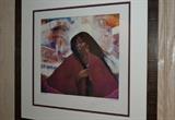 Framed Indian woman by Marta Gilbert (signed).  Measures 35" x 34".