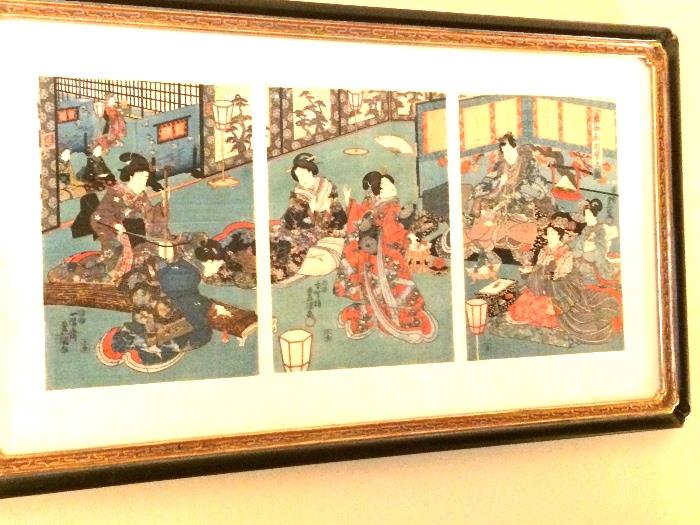 Beautiful Oriental framed artwork. All hand painted and sketched.