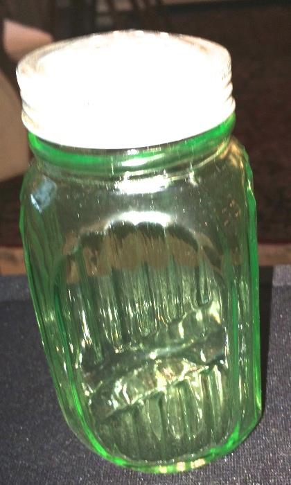 Depression glass jar