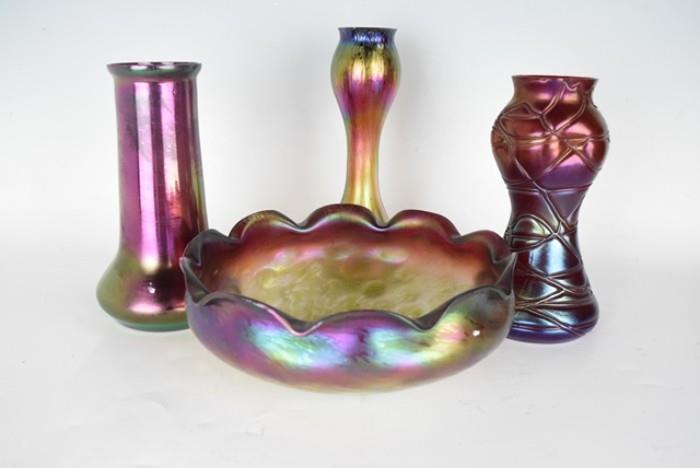 Four Pieces of  Loetz Vases

