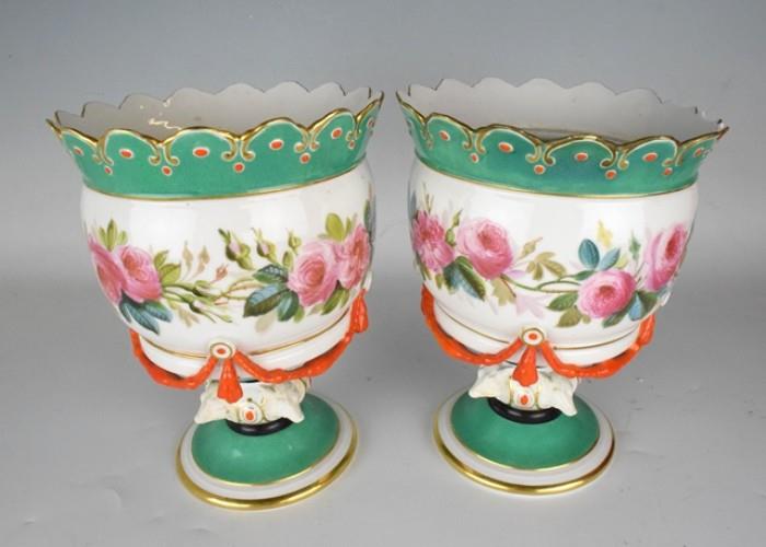 Pair French Porcelain Urns
