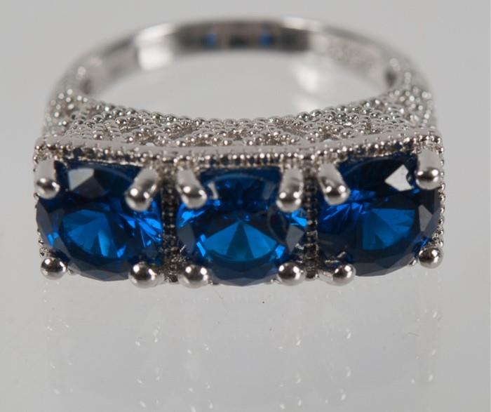 Sterling Silver & Blue Cubic Zirconia
