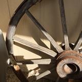 Antique wagon wheel.
