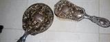 antique sterling hand mirror and brush