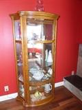 newer oak display case lighted