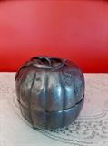 Old Chinese pewter punkin shaped box