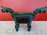Bronze incense burner with jade inserts
