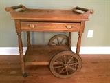 Antique oak tea cart