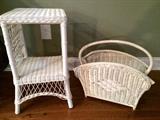 Wicker magazine rack and side table