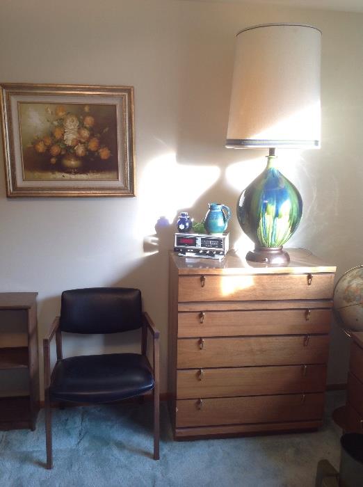 Mid  century dresser, (part two) with large classic ceramic lamp