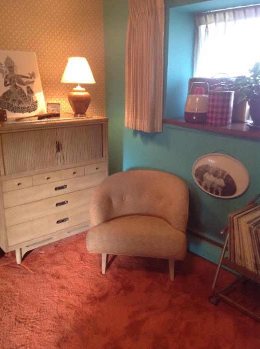 Mid century dresser and chair