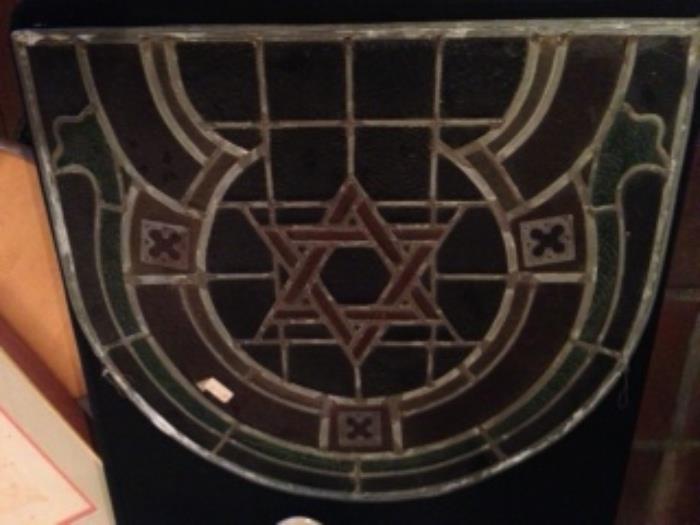 leaded glass Judaica panel