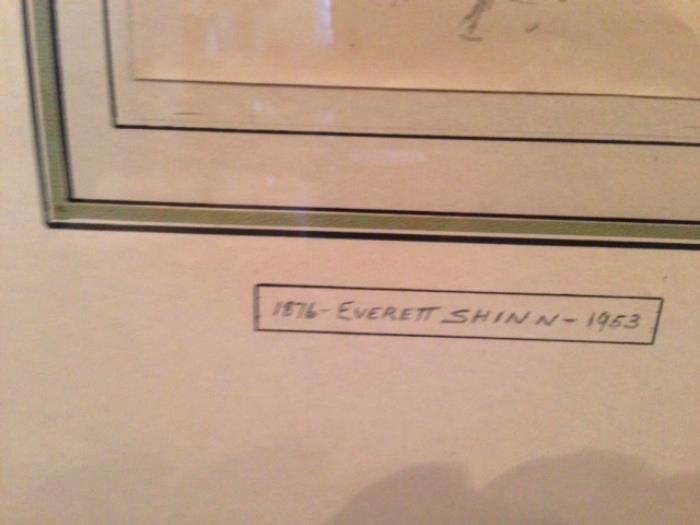 Signed Everett Schinn "John Barrymore on Broadway" pencil sketch