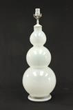 Lot #64 Triple gourd white glass lamp