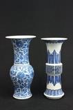 Lot #131 2 Chinese blue & white porcelain vases