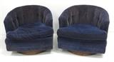 Lot#149 Milo Baughman pair of swivel club chairs