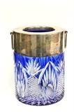 Lot #1002 Cobalt blue cut to clear ice bucket