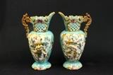 Lot #1028 Pair of Majolica pitchers