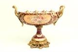Lot #1070 Sevres style compote with bronze handle and trim