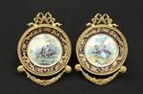 Lot #1073 Pair bronze mounted Sevres style wall plaques
