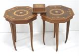 Lot #1104 Pair Italian inlaid tables with cigar box