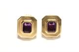 Lot #1182 Pair of 14k gold and amethyst earrings