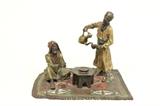Lot #1257 Cold patinated bronze 2 men having tea