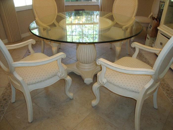4 of six chairs and base of dining table