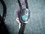 Bear claw bolo tie, sterling silver and turquoise