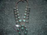 Stunning Navajo squash blossom necklace - Sterling silver and turquoise