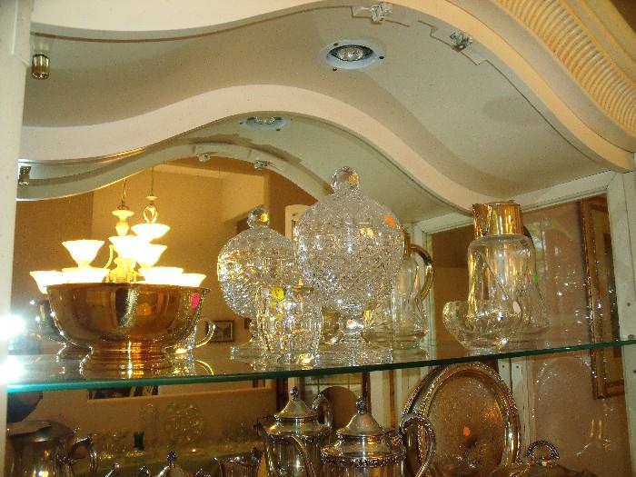 Fine glass and crystal in china cabinet
