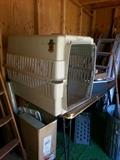 dog crate and items