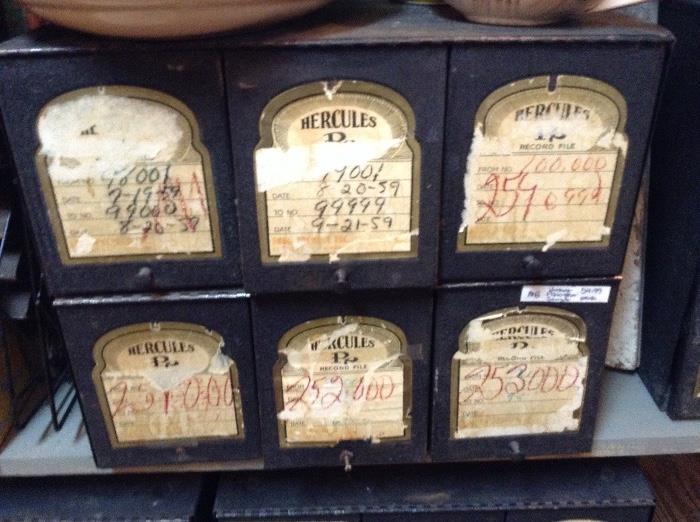 vintage prescription storage boxes.