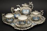 Jasperware Tea Service with Silver Luster Trim