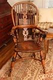 Yew Wood English Windsor Arm Chairs (2)